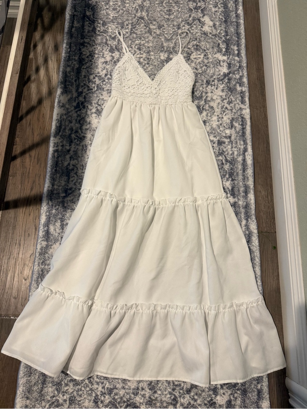 Say What? White Crochet Bust Detail Dress